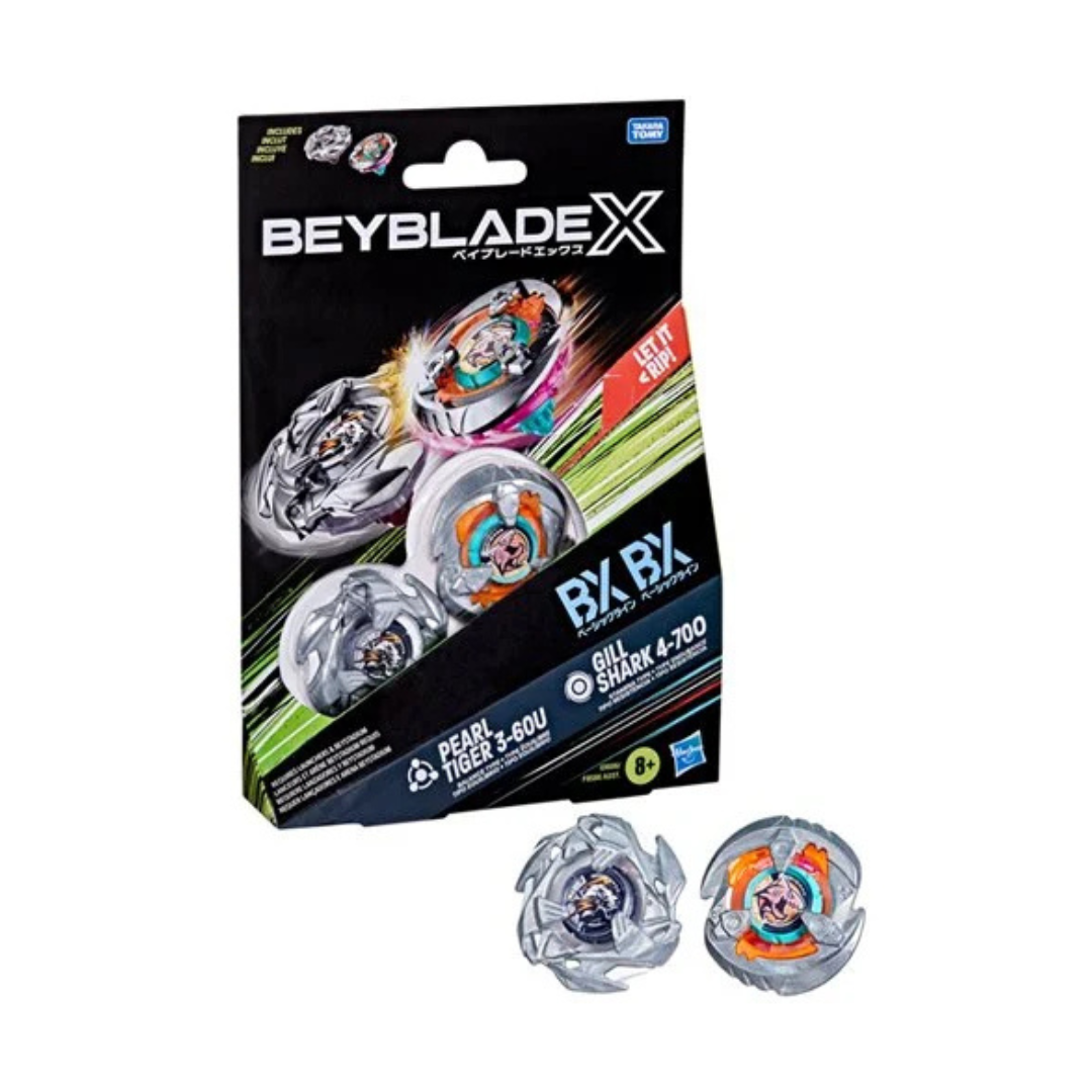 Beyblade X Gill Shark 4-70O BX & Pearl Tiger 3-60U BX Dual Pack Set